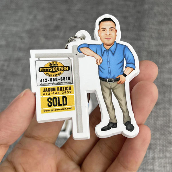 Custom Die Cut Printing Rubber Keychain