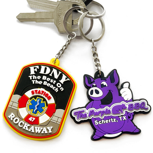 CUSTOM 3D DIE CUT RUBBER KEYCHAINS-REGULAR