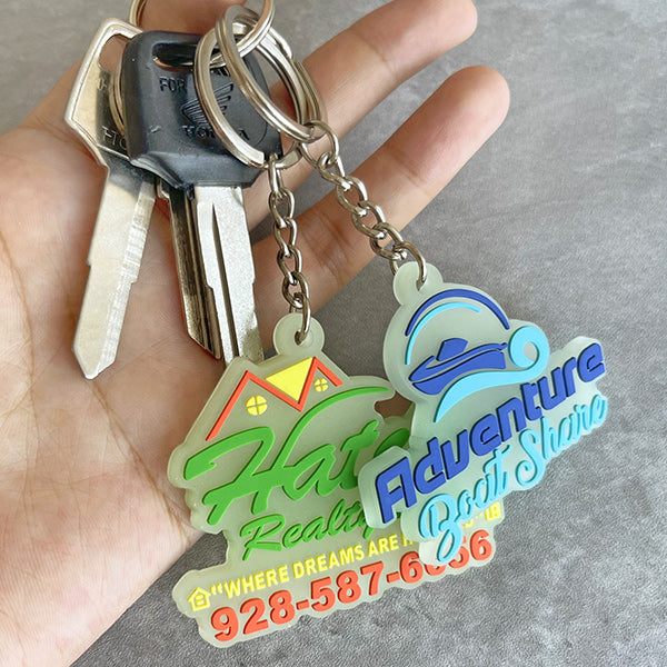 Custom 3D Die Cut Rubber Keychains-Glowing