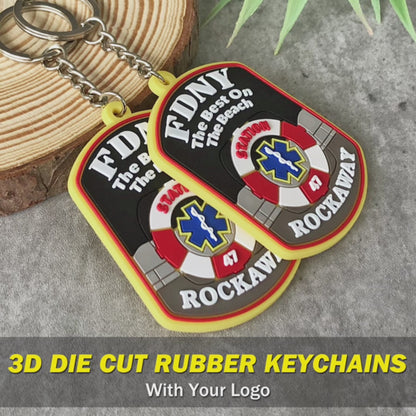 CUSTOM 3D DIE CUT RUBBER KEYCHAINS-REGULAR